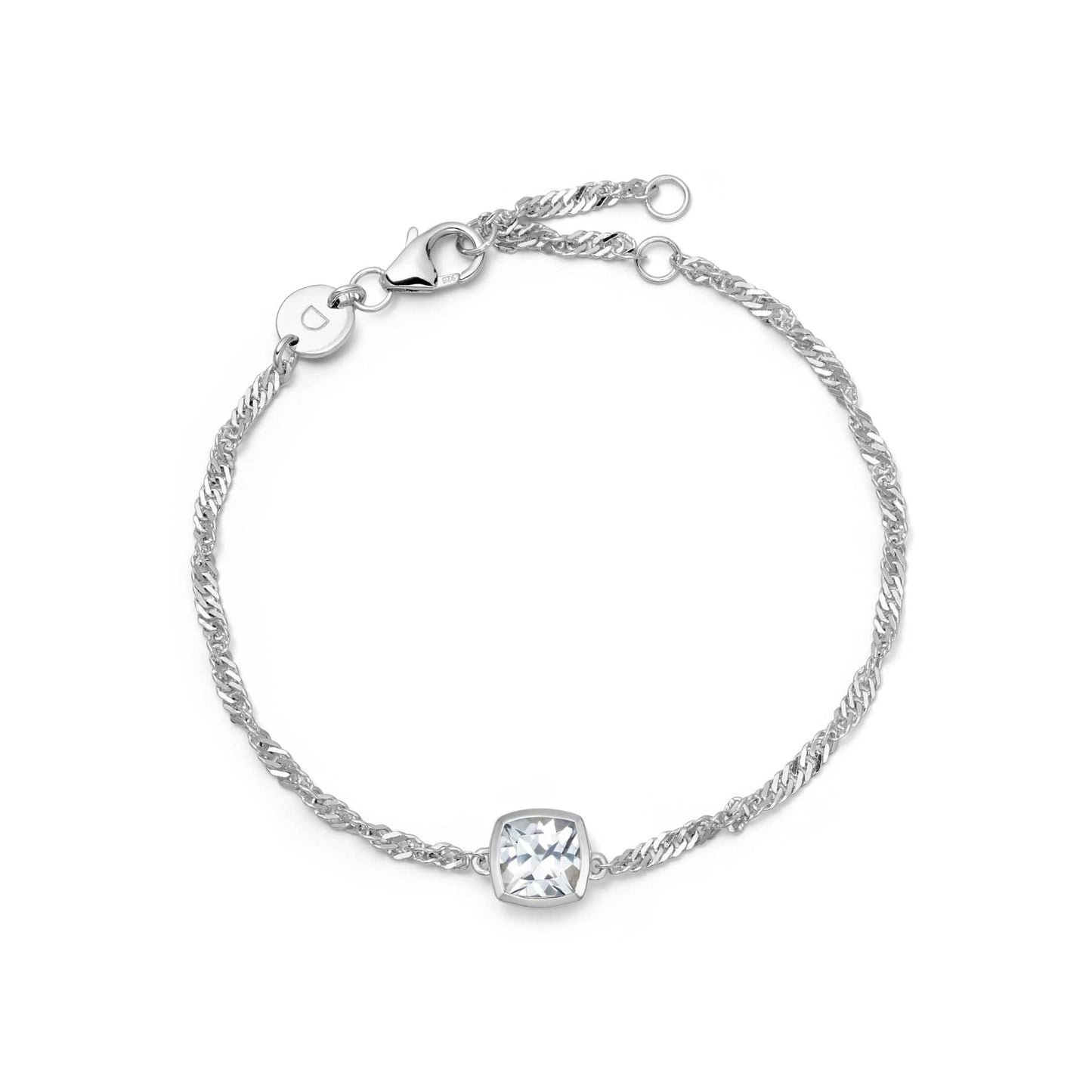 Birthstone Charm Bracelet Sterling Silver