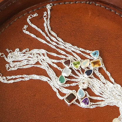 Birthstone Charm Bracelet Sterling Silver