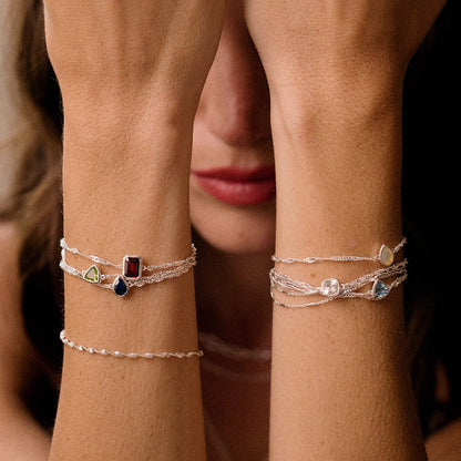 Birthstone Charm Bracelet Sterling Silver