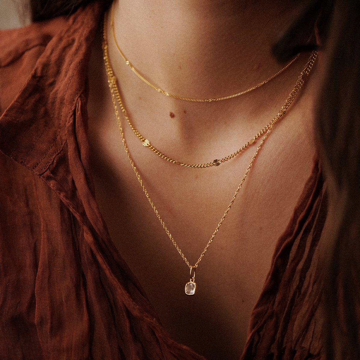 Birthstone Charm Necklace 18ct Gold Plate