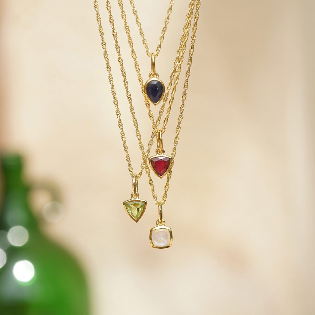 Birthstone Charm Necklace 18ct Gold Plate