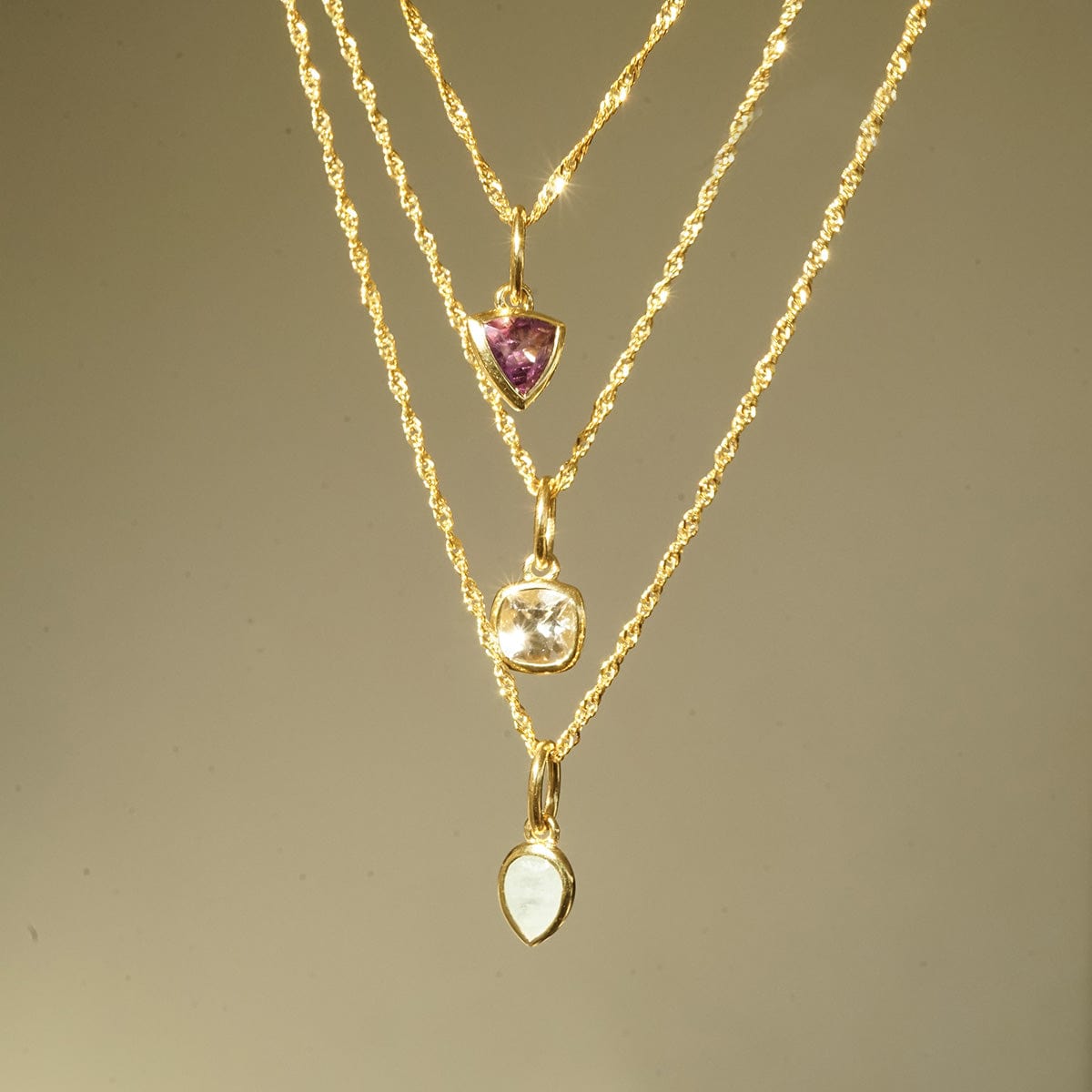 Birthstone Charm Necklace 18ct Gold Plate