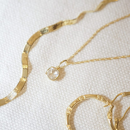 Birthstone Charm Necklace 18ct Gold Plate