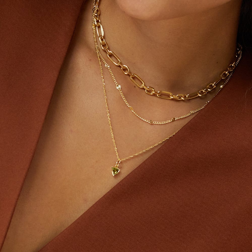 Birthstone Charm Necklace 18ct Gold Plate