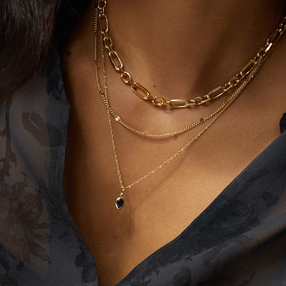 Birthstone Charm Necklace 18ct Gold Plate