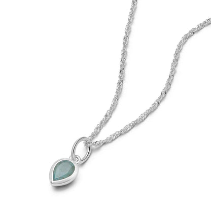Birthstone Charm Necklace Sterling Silver
