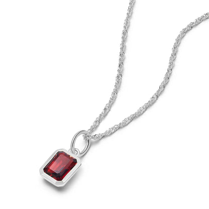 Birthstone Charm Necklace Sterling Silver