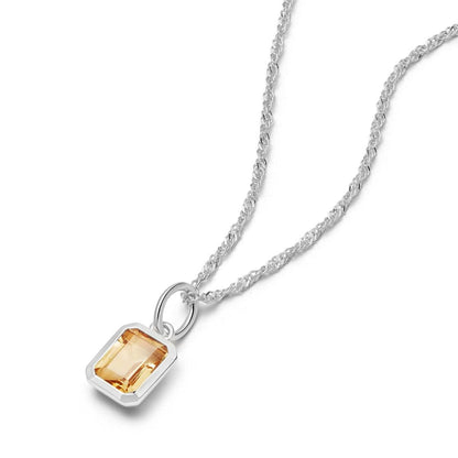 Birthstone Charm Necklace Sterling Silver