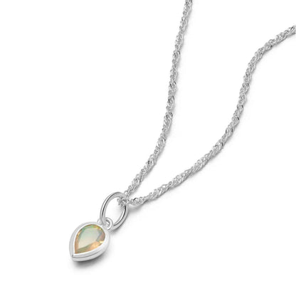 Birthstone Charm Necklace Sterling Silver