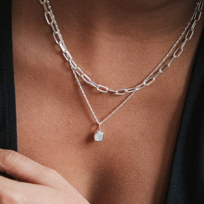 Birthstone Charm Necklace Sterling Silver