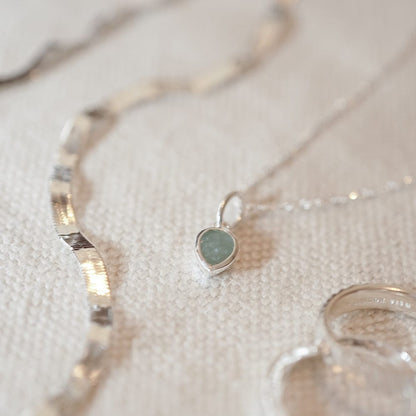 Birthstone Charm Necklace Sterling Silver
