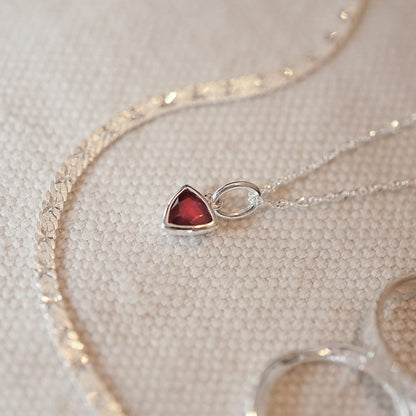 Birthstone Charm Necklace Sterling Silver