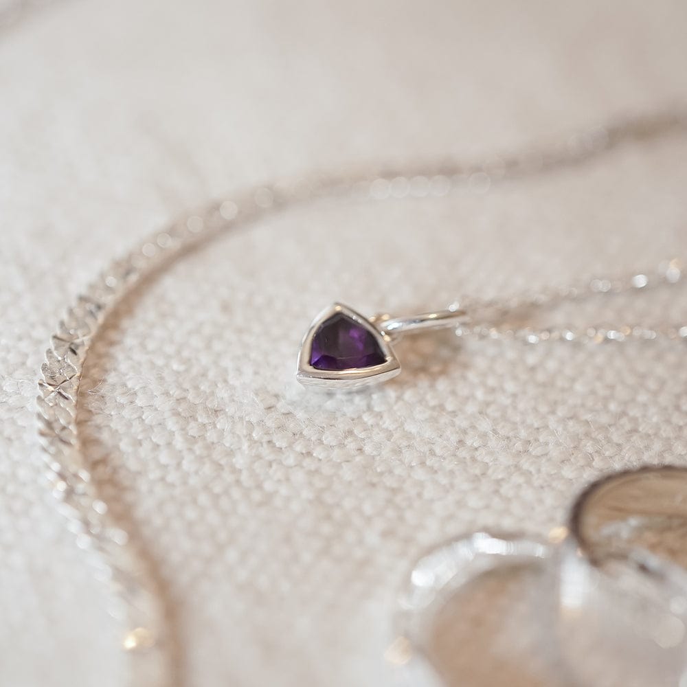 Birthstone Charm Necklace Sterling Silver