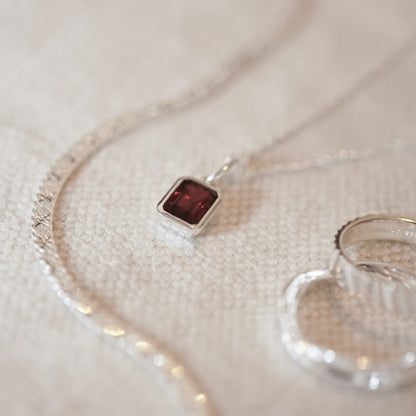 Birthstone Charm Necklace Sterling Silver