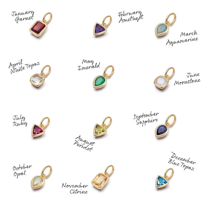 Birthstone Charm Necklace Sterling Silver