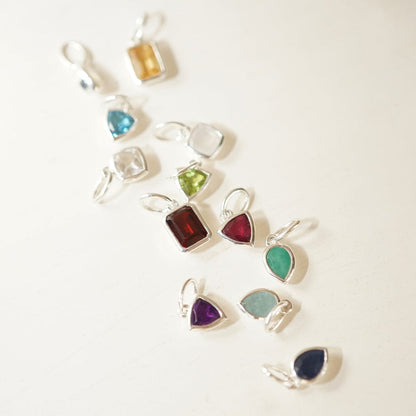 Birthstone Charm Necklace Sterling Silver