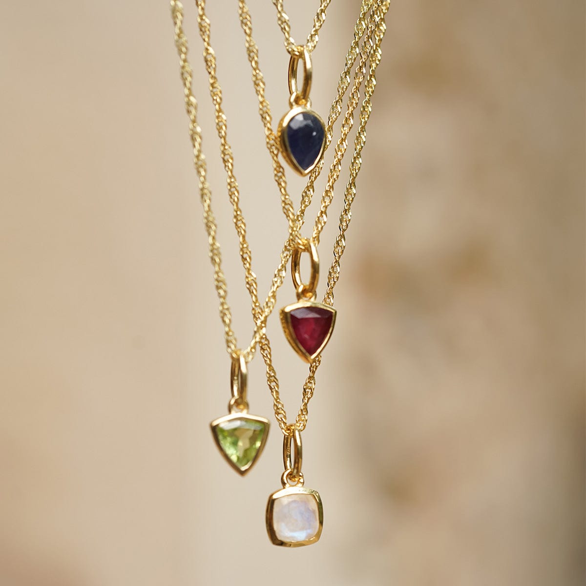 Birthstone Charm Pendant 18ct Gold Plate