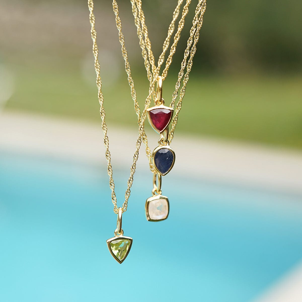 Birthstone Charm Pendant 18ct Gold Plate