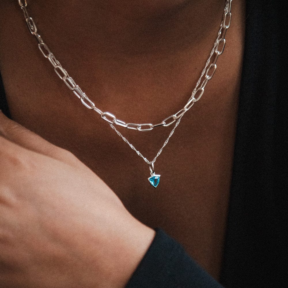 Birthstone Charm Pendant Sterling Silver