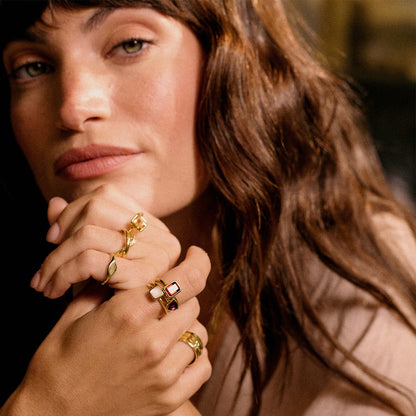 Birthstone Ring 18ct Gold Plate