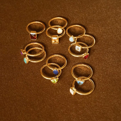 Birthstone Ring 18ct Gold Plate