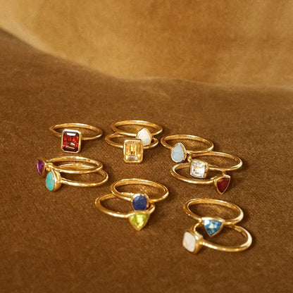 Birthstone Ring 18ct Gold Plate