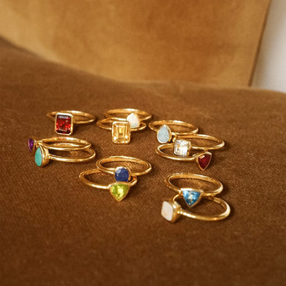 Birthstone Ring 18ct Gold Plate