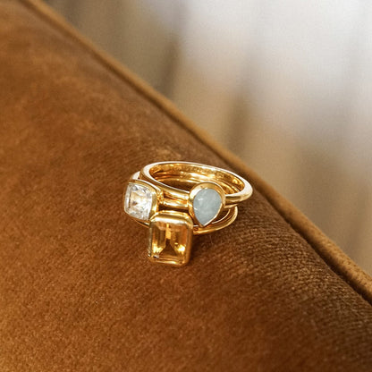 Birthstone Ring 18ct Gold Plate