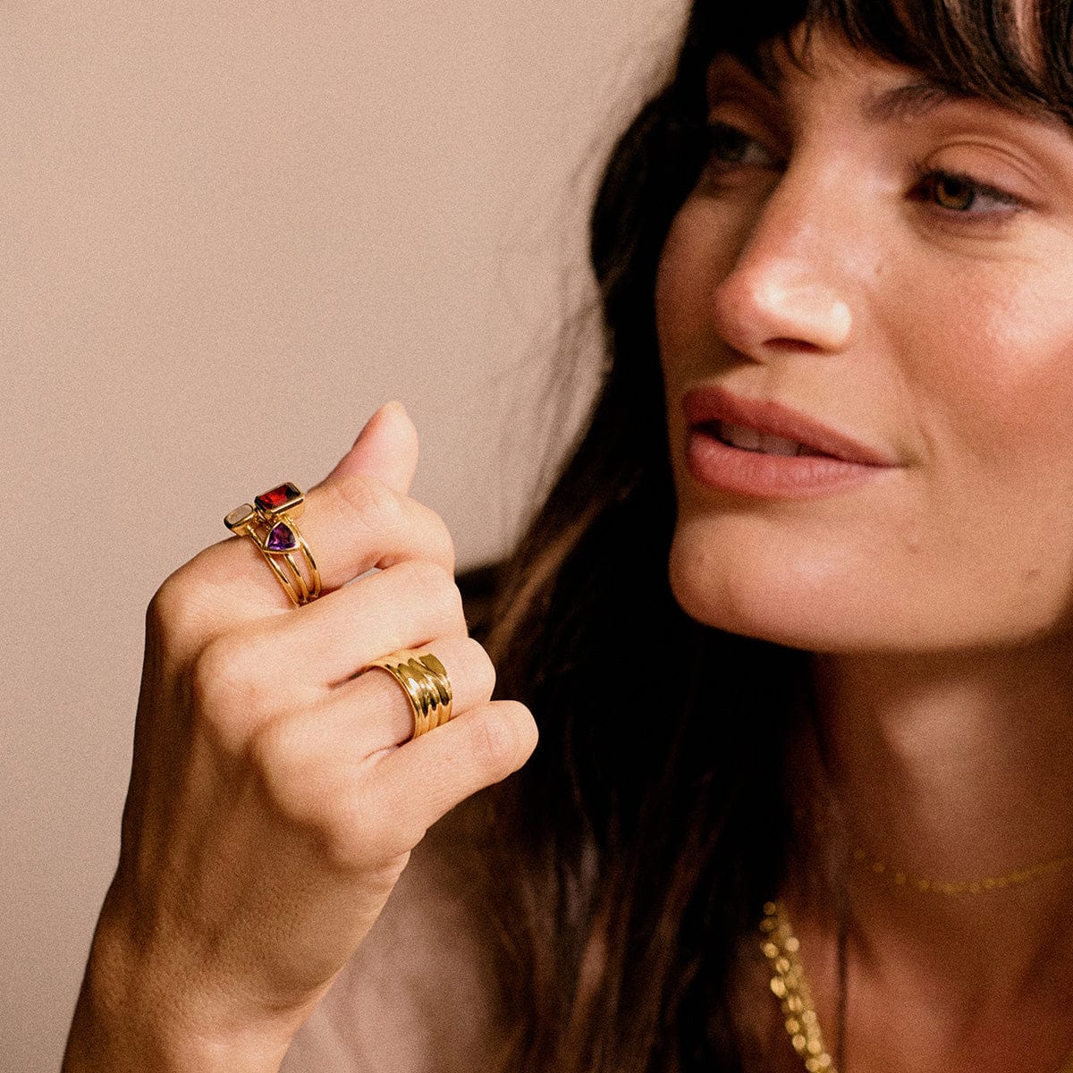 Birthstone Ring 18ct Gold Plate