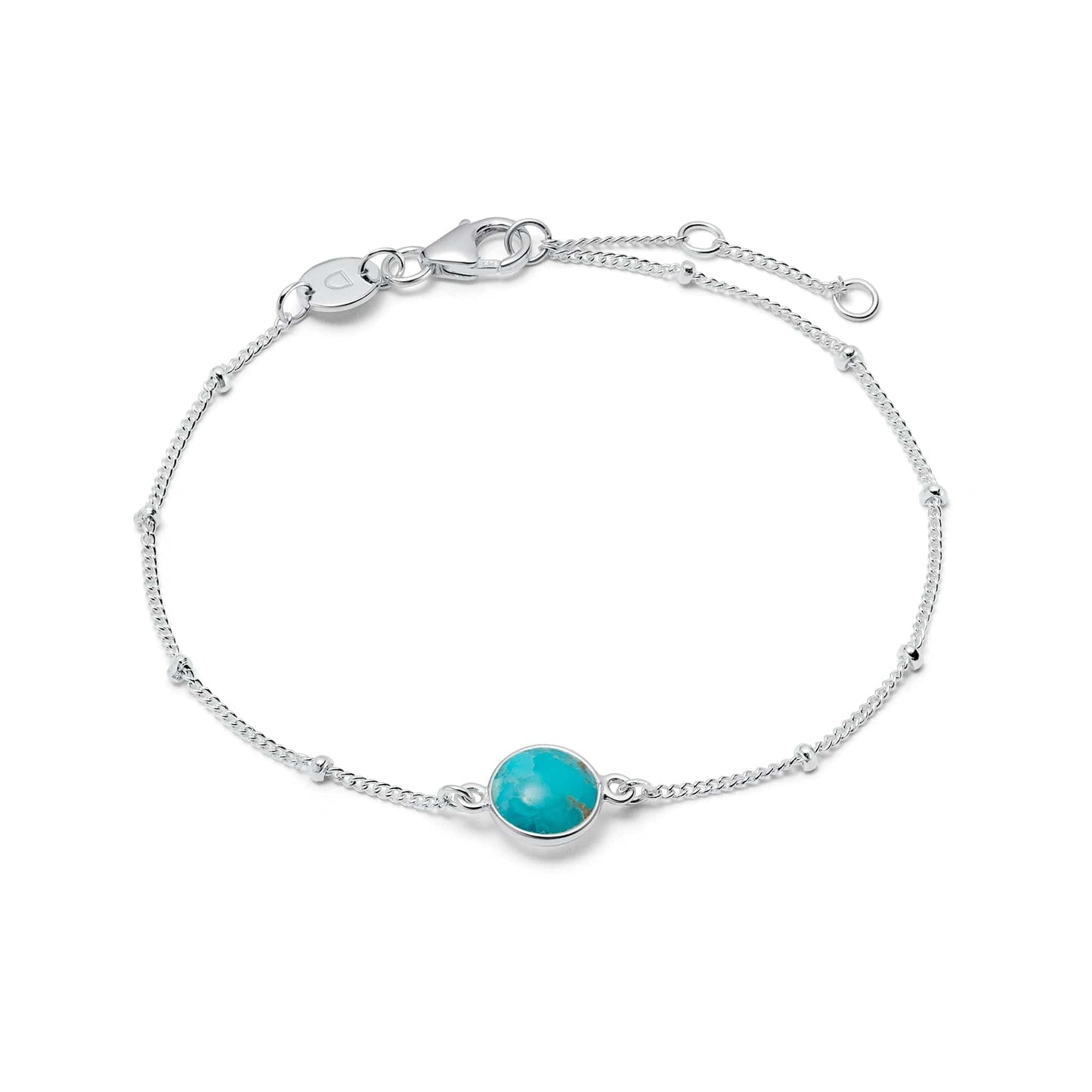 Turquoise Healing Stone Bobble Bracelet Sterling Silver