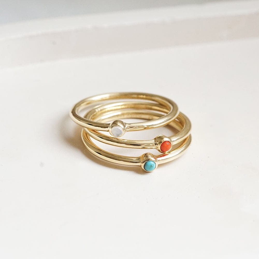 Turquoise Healing Stone Ring 18ct Gold Plate