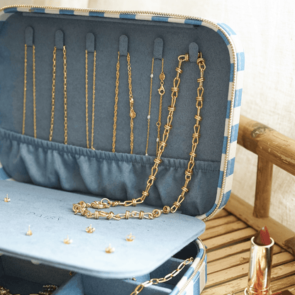 Blue Stripe Large Jewellery Box