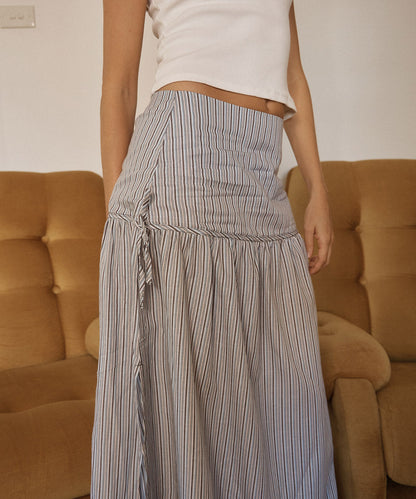AFENDS Womens Nadia - Maxi Skirt - Coffee / Blue Stripe