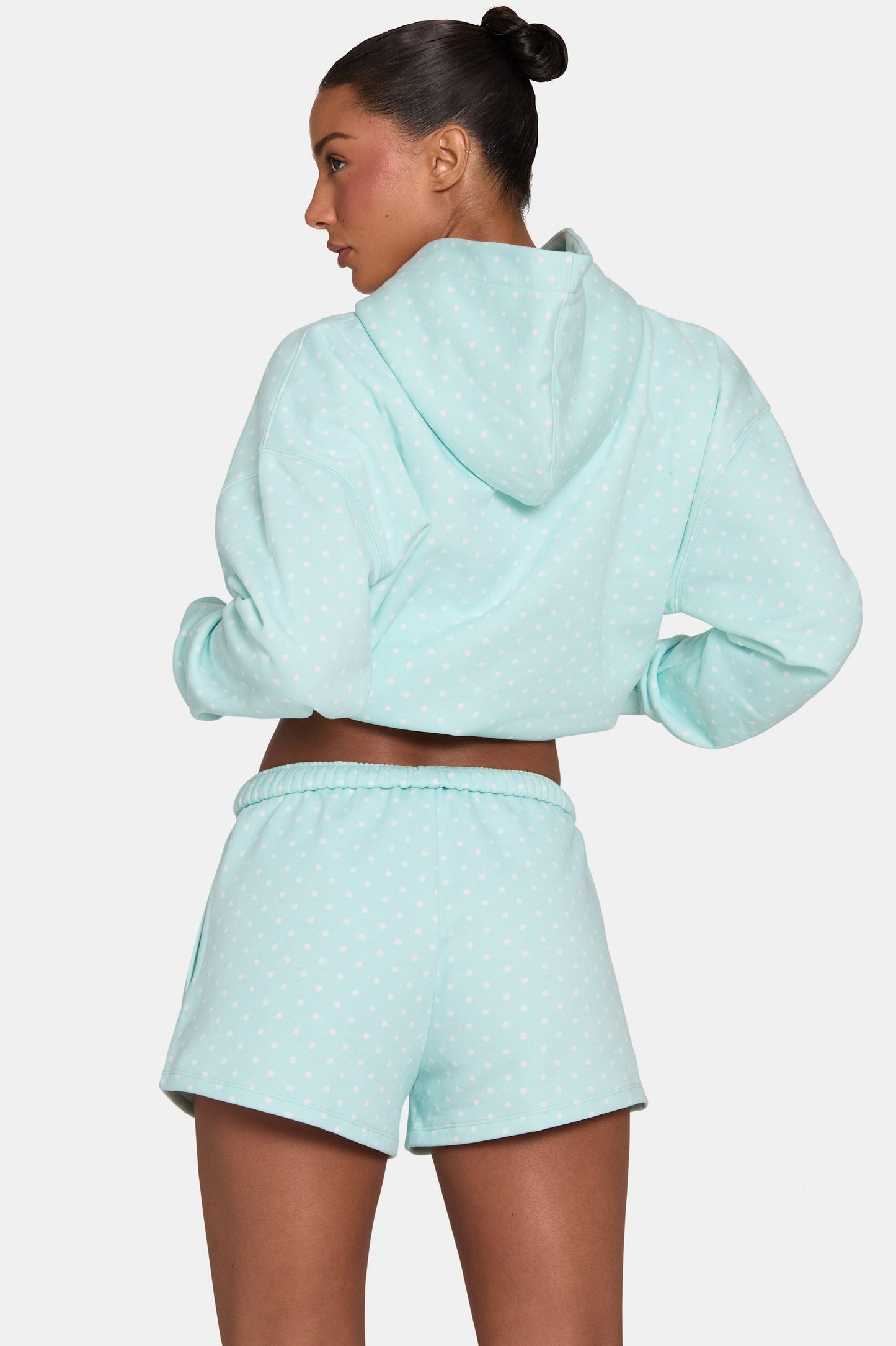 Oversized Applique Hoodie  in Peppermint Polka Dot