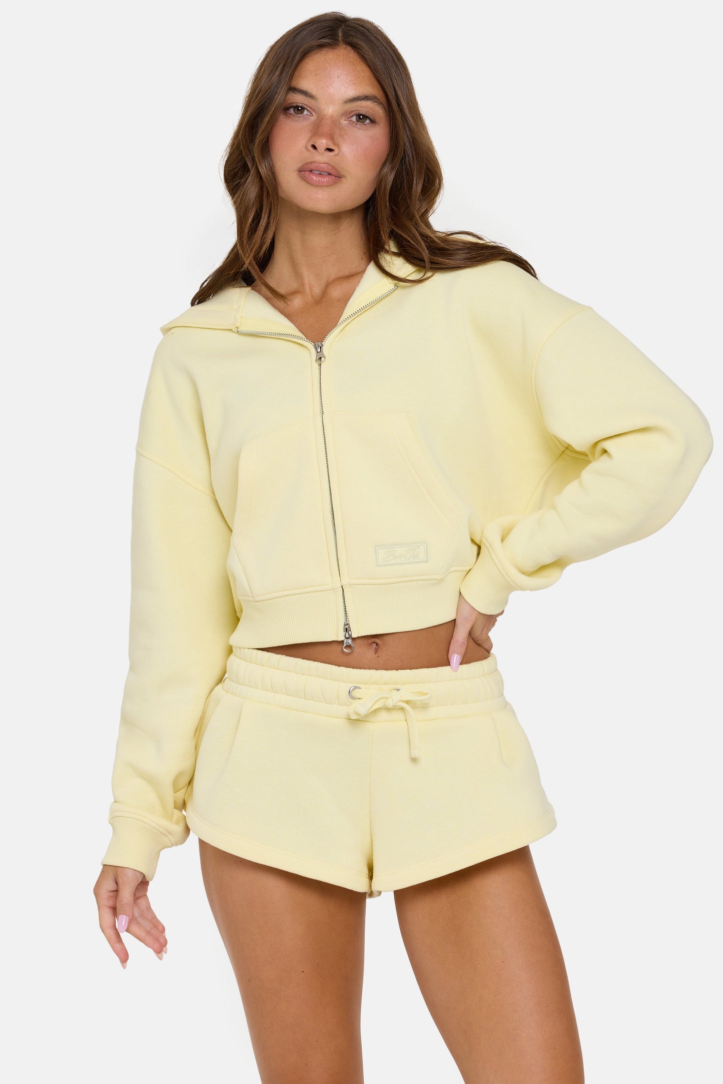 Oversized Zip-Up Hoodie in Buttercream