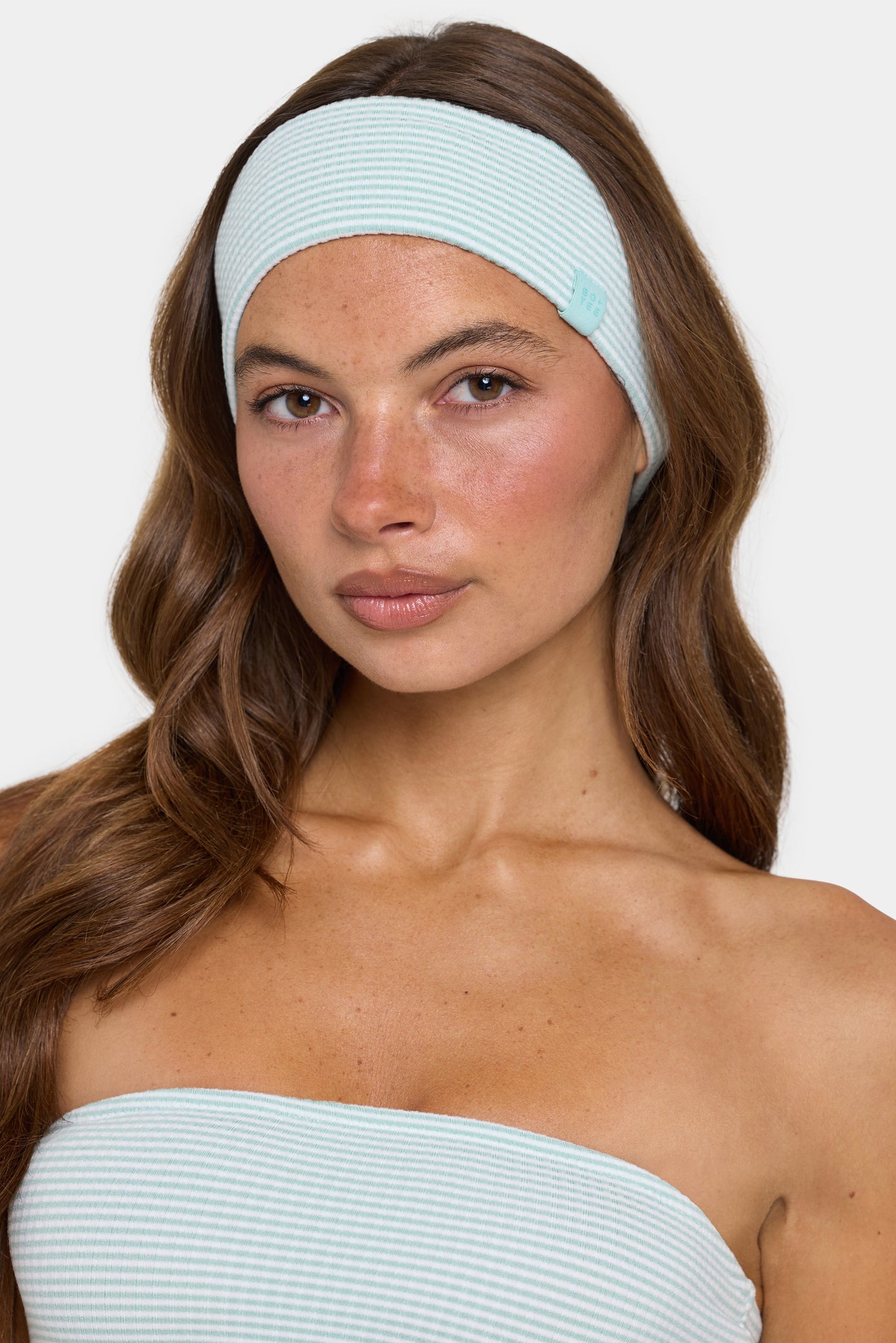 Ribbed Jersey Headband in Mint Stripe