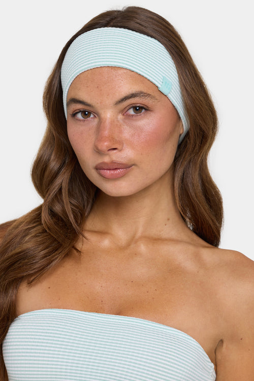 Ribbed Jersey Headband in Mint Stripe