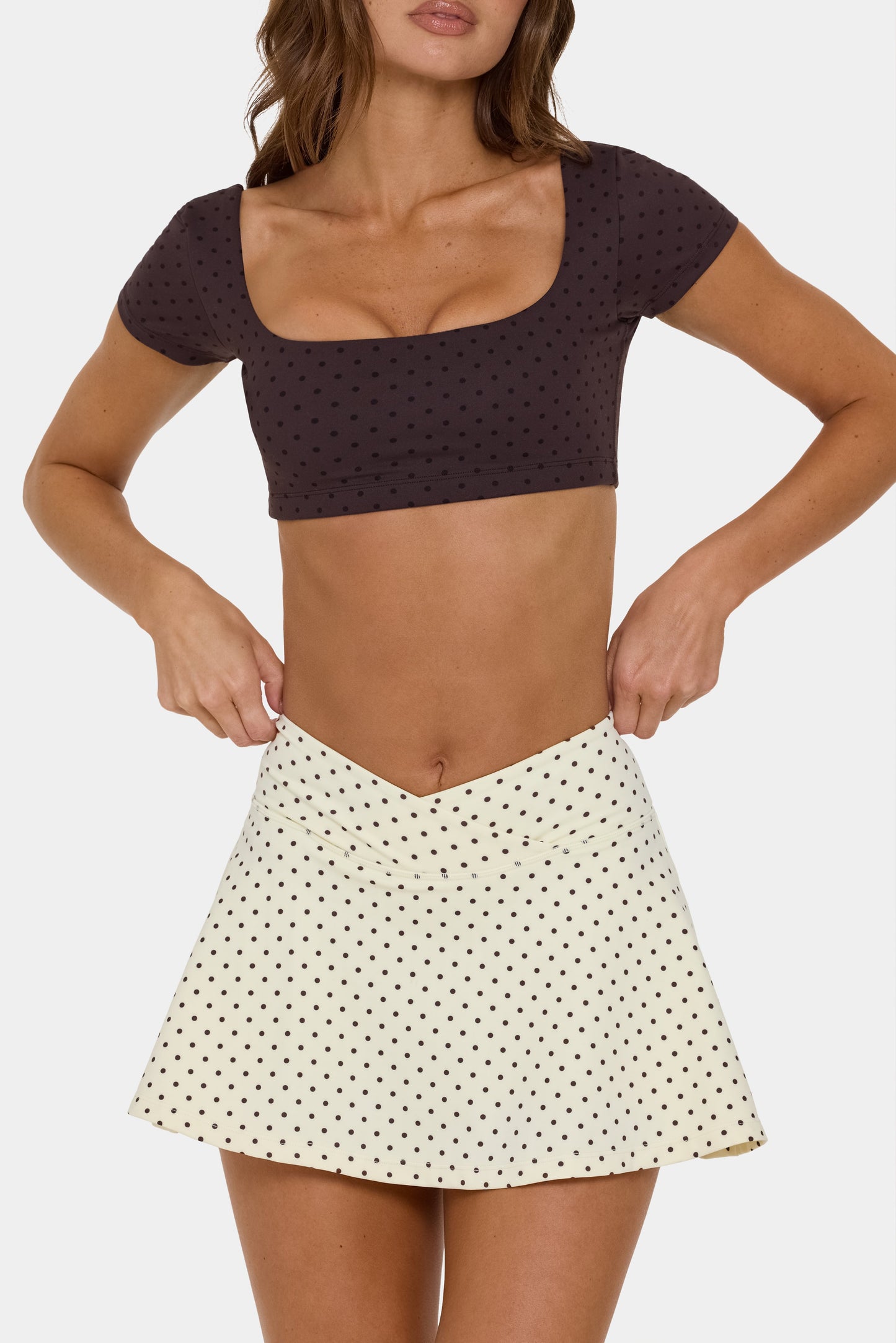 Soft Active Cap Sleeve Crop Top in Choc Chip