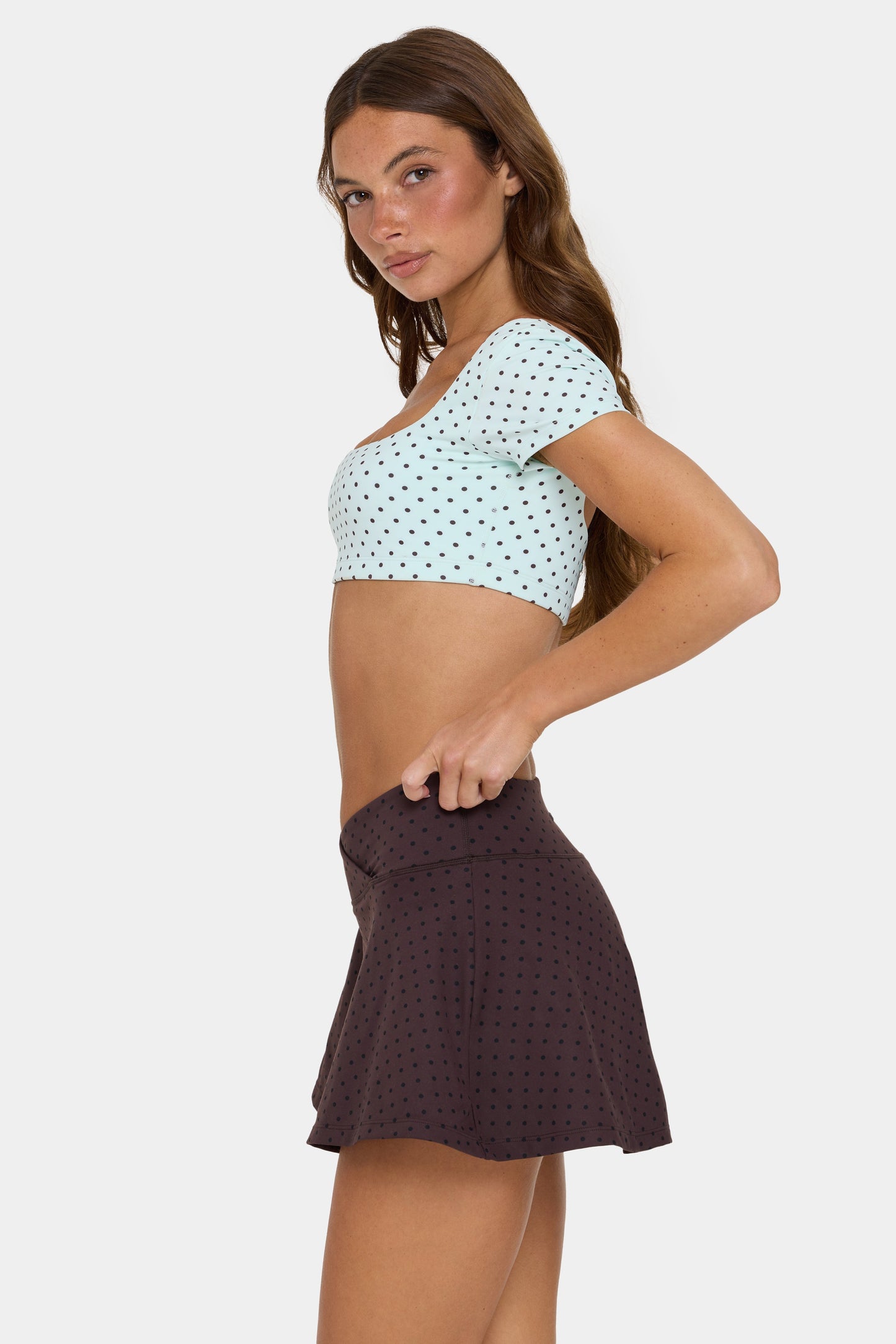Soft Active Cap Sleeve Crop Top in Mint Chip