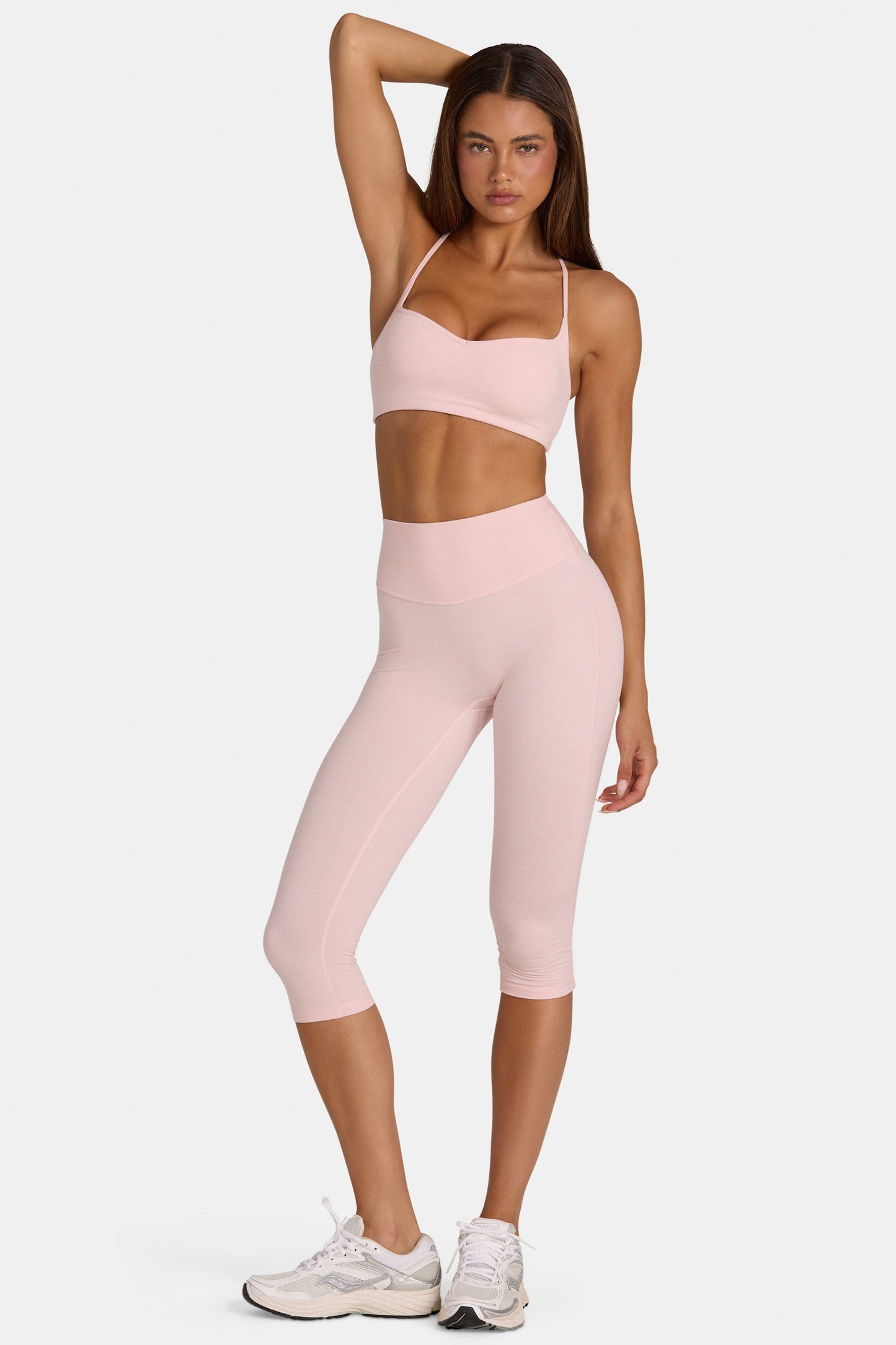 Soft Active Capri Leggings in Blush Marl