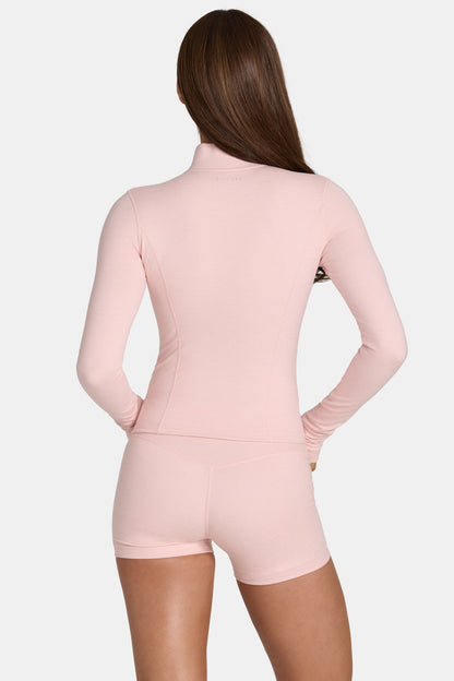 Soft Active Zip-Up Jacket in Blush Marl