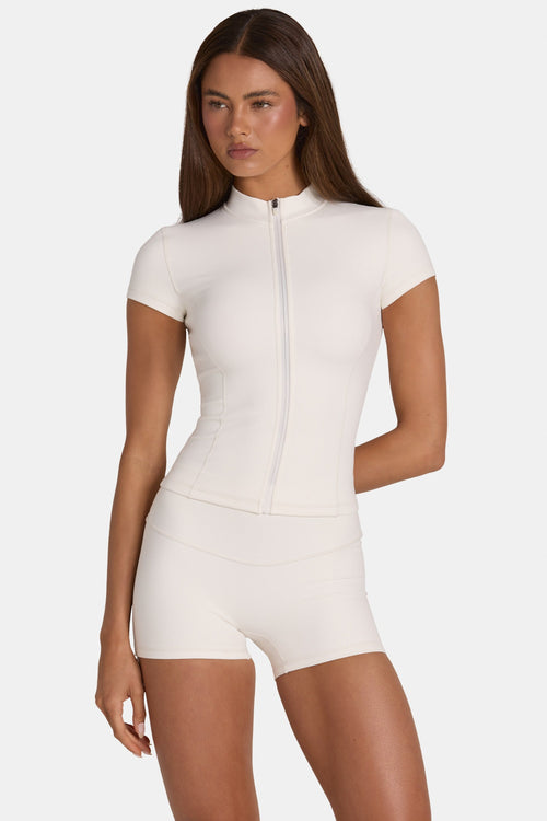Soft Active Zip-Up Top in Coconut