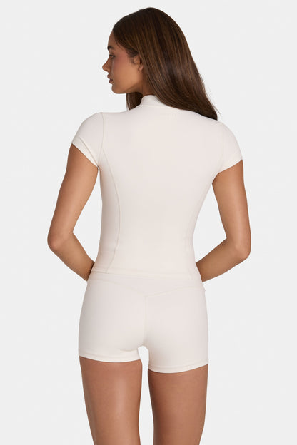Soft Active Zip-Up Top in Coconut