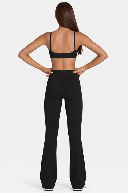 Soft Active V-Waist Flared Leggings in Black