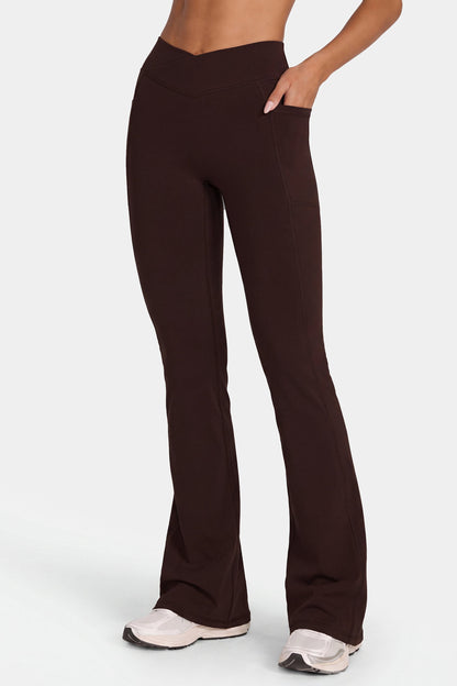 Soft Active V-Waist Flared Leggings in Espresso