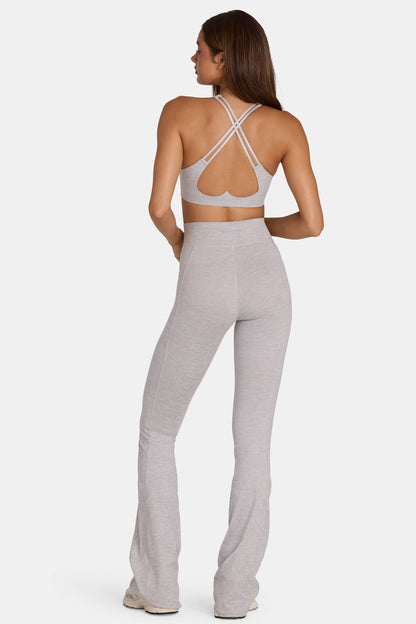 Soft Active V-Waist Flared Leggings in Grey Marl