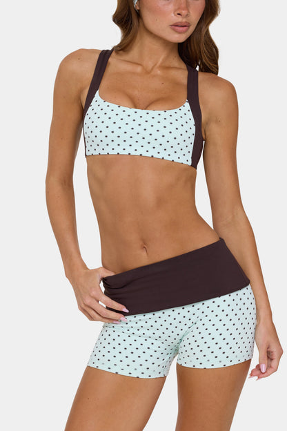 Soft Active Foldover Mini Shorts in Mint Chip