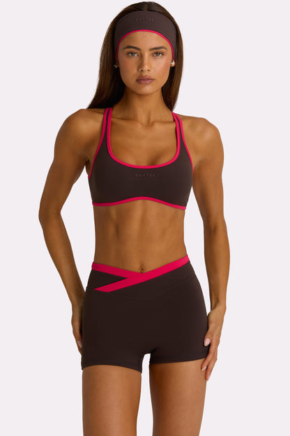Soft Active Wrap Waist Shorts in Truffle