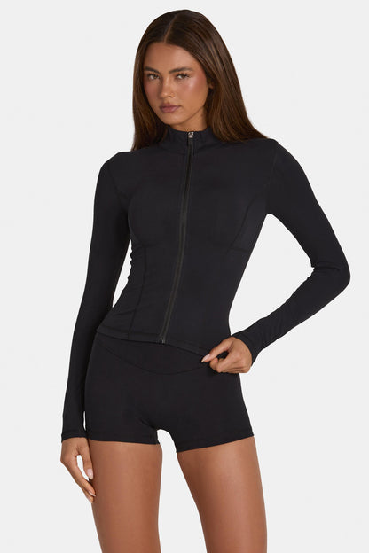 Soft Active Zip-Up Jacket in Black
