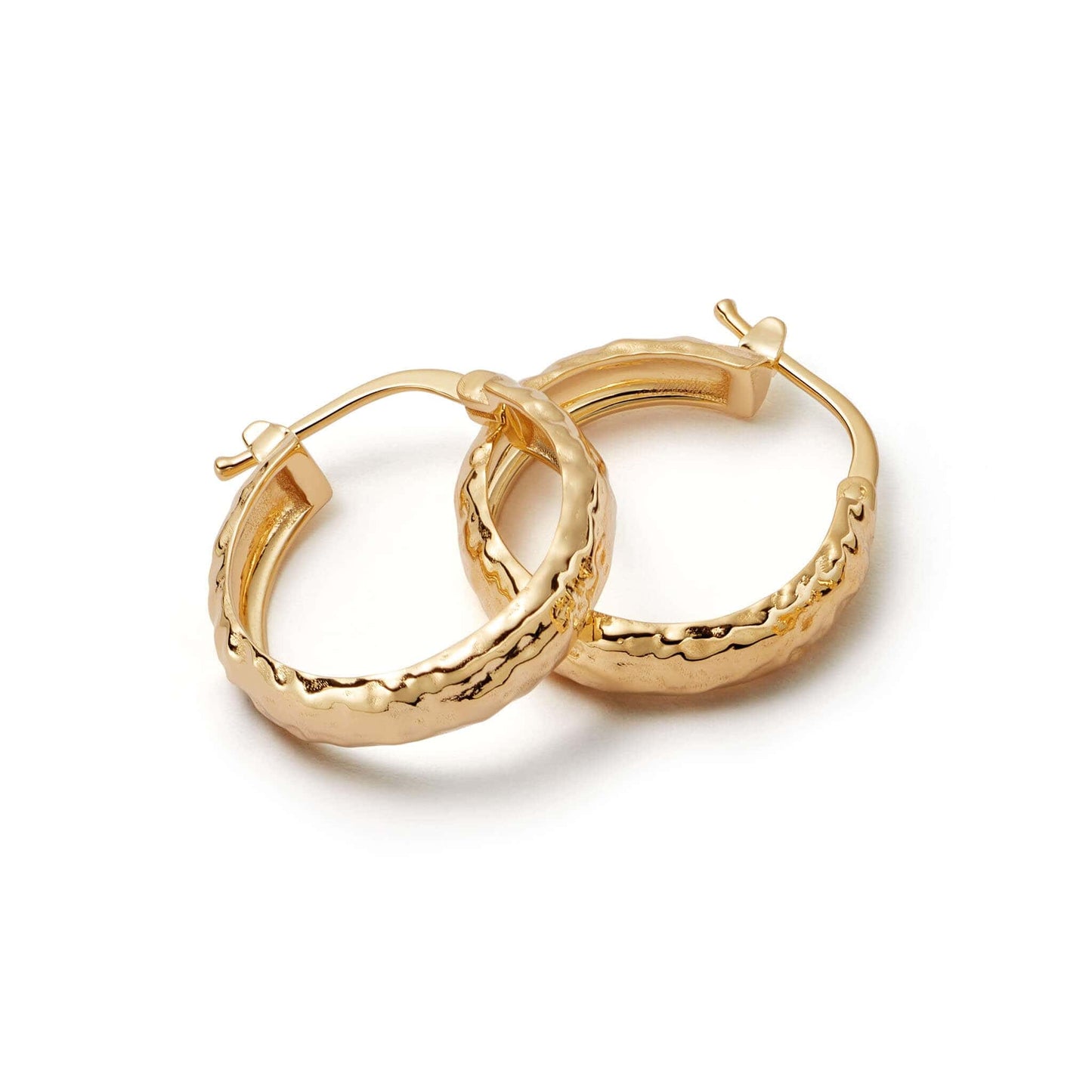 Textured Hoop Earrings 18ct Gold Plate